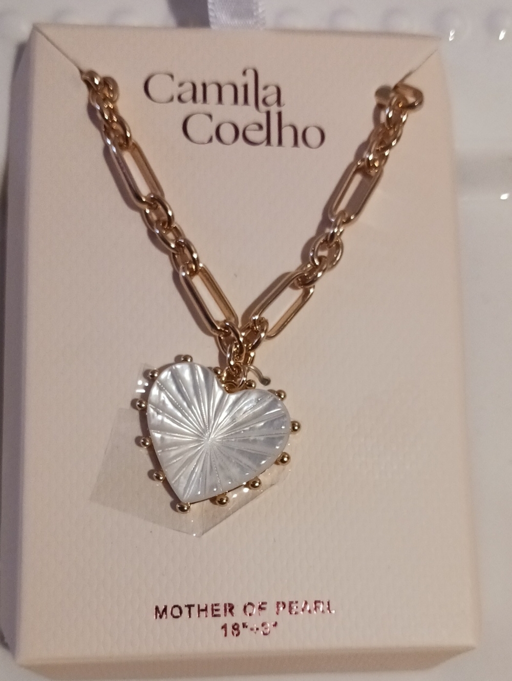 Gorgeous! Camila Coelho ⚜️ Gold Heart Necklace with White Mother of Pearl